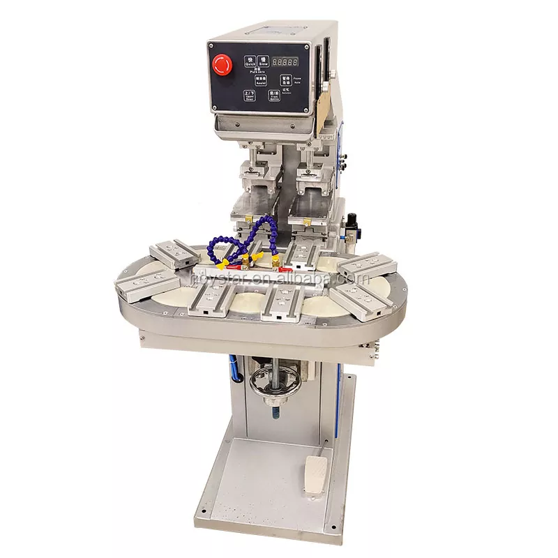 দুই রঙের রোটারি টেবিল প্যাড প্রিন্টিং মেশিন